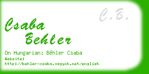 csaba behler business card